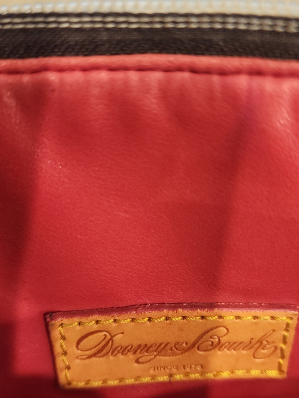 Dooney & Bourke Large Daniel Leather Satchel Dark Brown and Tan Trim - Picture 6 of 9